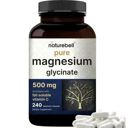 Naturebell Pure Magnesium Glycinate 500mg | 240 Veggie Capsules