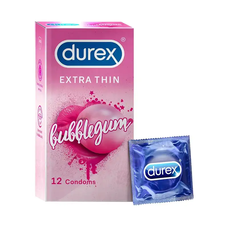 Durex Extra Thin Bubblegum Flavoured Condoms - 12Pcs Pack