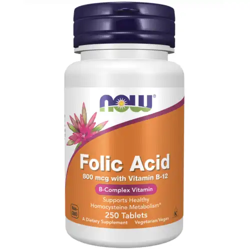 Now Foods Folic Acid 800 mcg with Vitamin B-12 | 250 Tablets