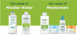 Simple micellar water and moisturisers