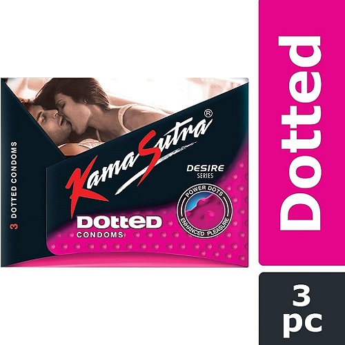 Kama Sutra Dotted Condoms for Men - 3 Condoms
