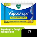 Vicks VapoDrops Honey Lemon Menthol 6 Lozenges For Cough Nose Throat