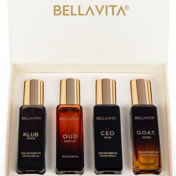 Bellavita Luxury Men's Perfume Gift Set with CEO Man, G.O.A.T., Klub, and Oud | 20ml x4