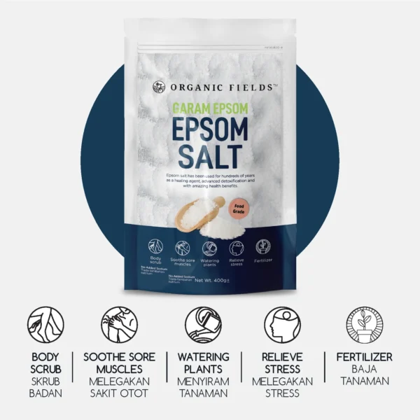 Organic Fields Pure Magnesium Sulfate Epsom Salt 400g